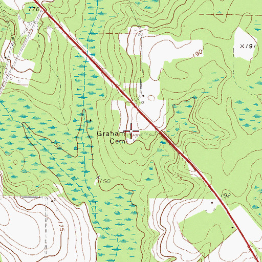 Topographic Map of Graham Cemetery, GA