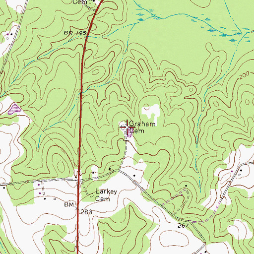 Topographic Map of Graham Cemetery, GA