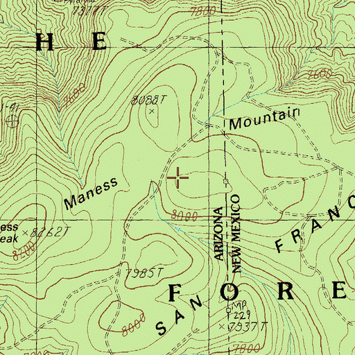 Topographic Map of Maness Mountain, AZ