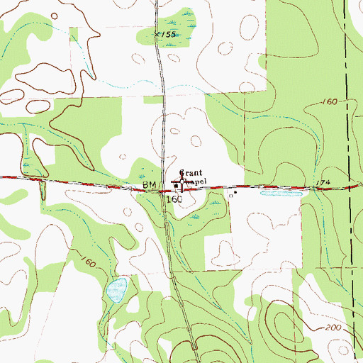 Topographic Map of Grant Chapel, GA