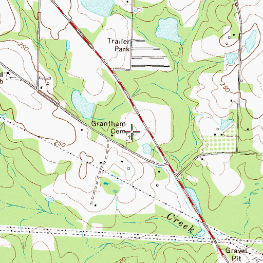 Topographic Map of Grantham Cemetery, GA