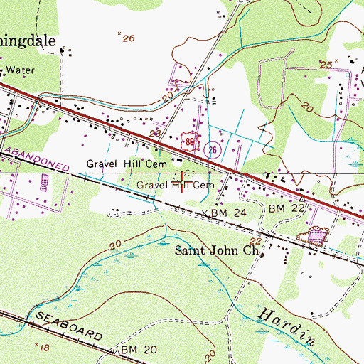 Topographic Map of Gravel Hill Cemetery, GA