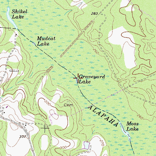 Topographic Map of Graveyard Lake, GA