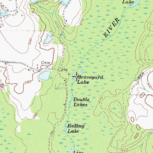 Topographic Map of Graveyard Lake, GA