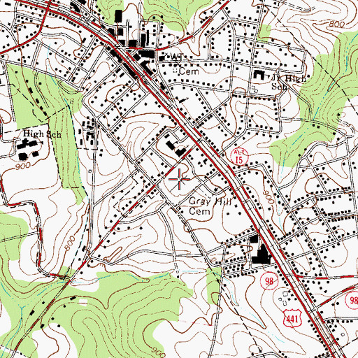 Topographic Map of Gray Hill Cemetery, GA
