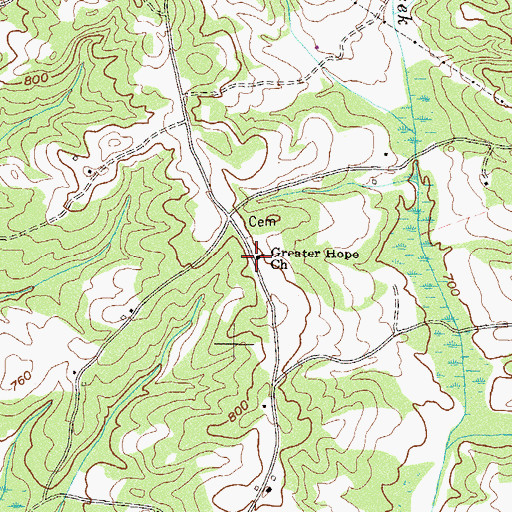 Topographic Map of Greater Hope Church, GA