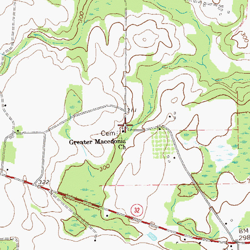 Topographic Map of Greater Macedonia Church, GA