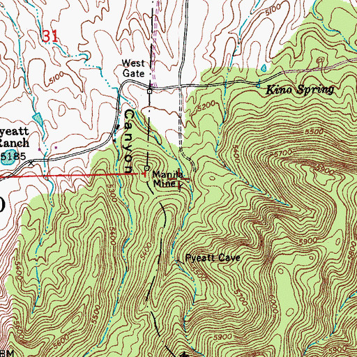 Topographic Map of Manila Mine, AZ