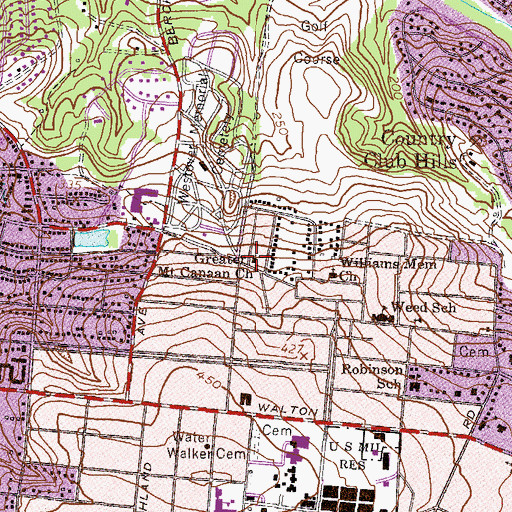 Topographic Map of Greater Mount Canaan Church, GA