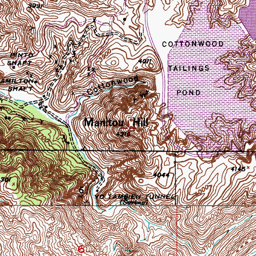 Topographic Map of Manitou Hill, AZ