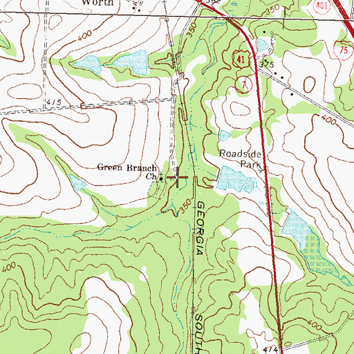 Topographic Map of Green Branch Church, GA