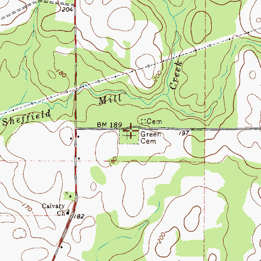 Topographic Map of Green Cemetery, GA