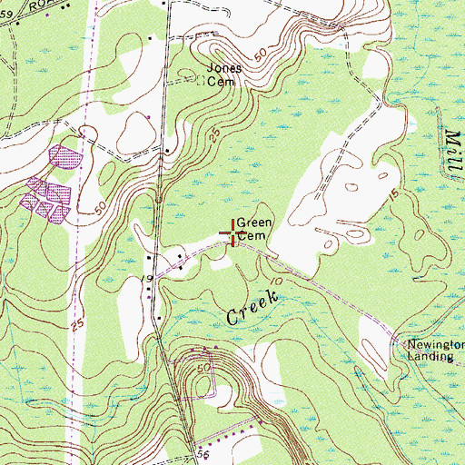Topographic Map of Green Cemetery, GA
