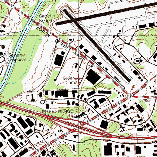 Topographic Map of Green Cemetery, GA