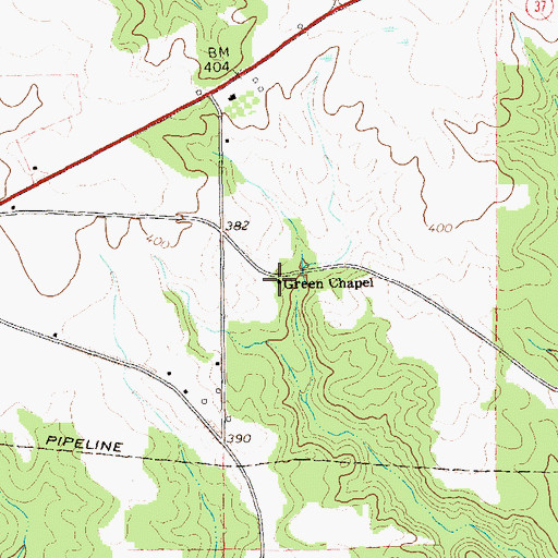 Topographic Map of Green Chapel, GA