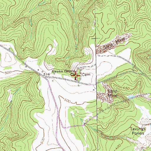 Topographic Map of Green Grove Church, GA