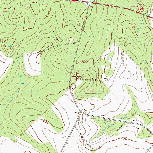 Topographic Map of Green Grove Church, GA