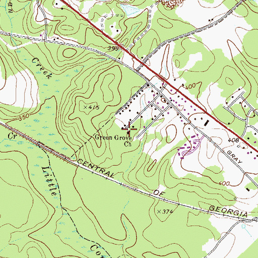 Topographic Map of Green Grove Church, GA
