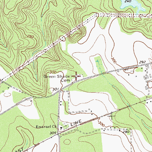 Topographic Map of Green Shade Cemetery, GA