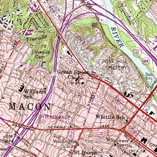 Topographic Map of Green Street Church, GA