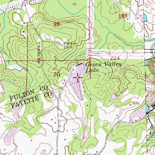 Topographic Map of Green Valley Lake, GA