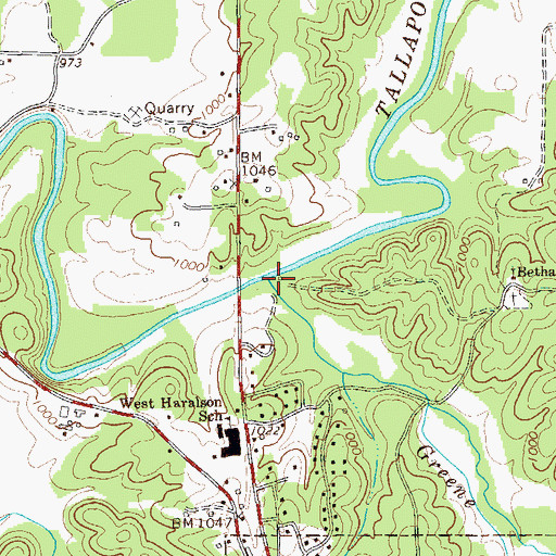 Topographic Map of Greene Creek, GA