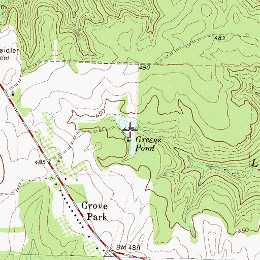 Topographic Map of Greens Pond, GA