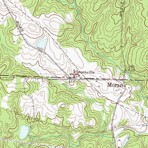 Topographic Map of Greenville Church, GA