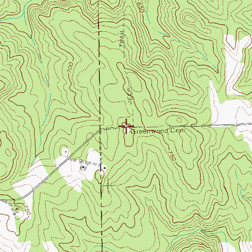 Topographic Map of Greenwood Cemetery, GA