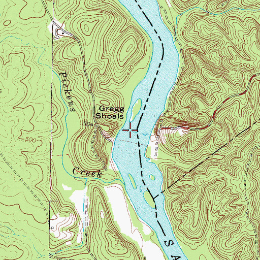 Topographic Map of Gregg Shoals, GA