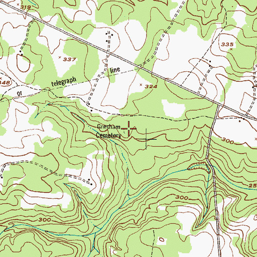 Topographic Map of Gresham Cemetery, GA