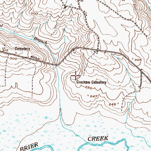 Topographic Map of Gresham Cemetery, GA
