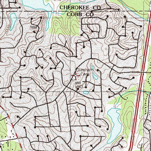 Topographic Map of Gresham Cemetery, GA