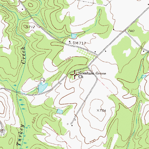 Topographic Map of Gresham Grove Baptist Church, GA