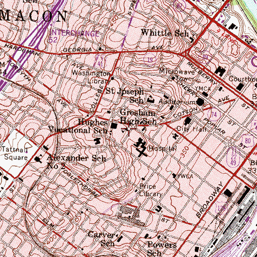 Topographic Map of Gresham High School, GA