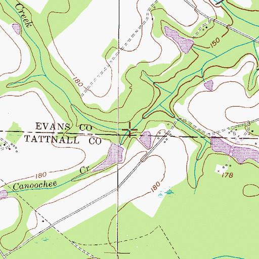 Topographic Map of Grice Creek, GA