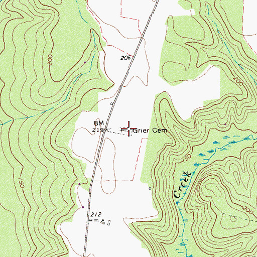 Topographic Map of Grier Cemetery, GA