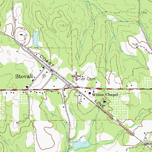Topographic Map of Grier Cemetery, GA