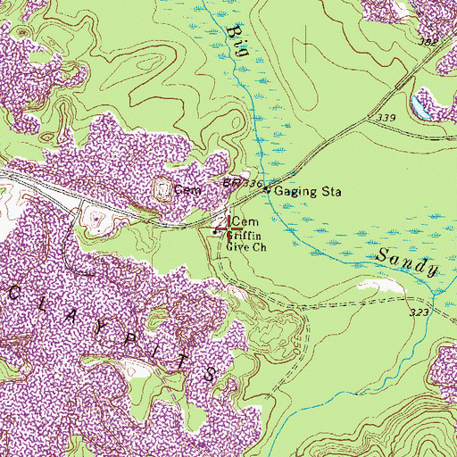 Topographic Map of Griffin Give Church, GA