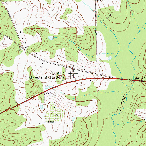 Topographic Map of Griffin Memorial Gardens, GA