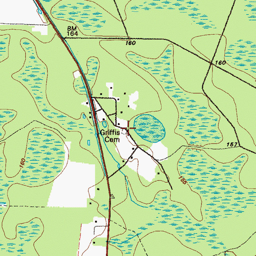 Topographic Map of Griffis Cemetery, GA
