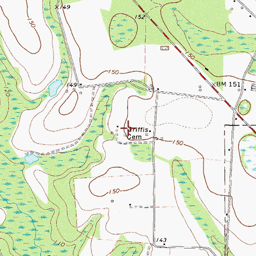 Topographic Map of Griffis Cemetery, GA