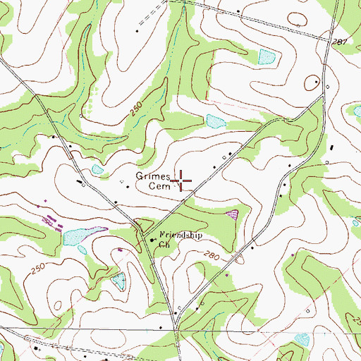 Topographic Map of Grimes Cemetery, GA