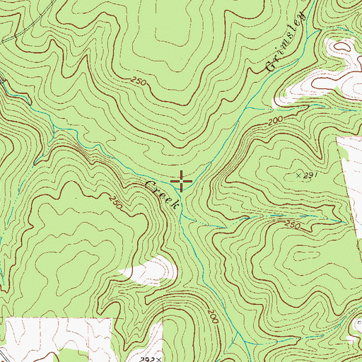Topographic Map of Grimsley Mill Branch, GA