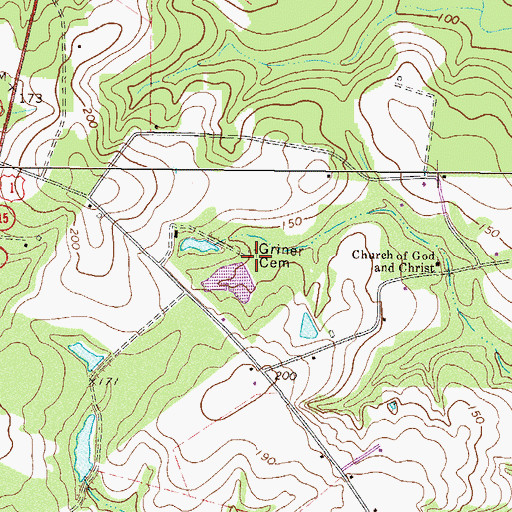Topographic Map of Griner Cemetery, GA
