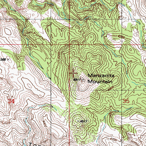 Topographic Map of Manzanita Mountain, AZ