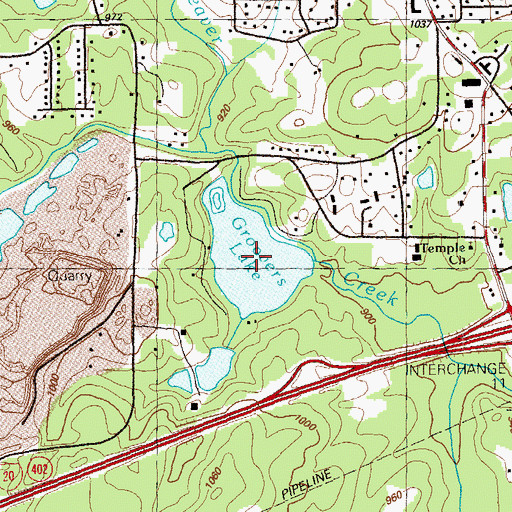 Topographic Map of Groovers Lake, GA