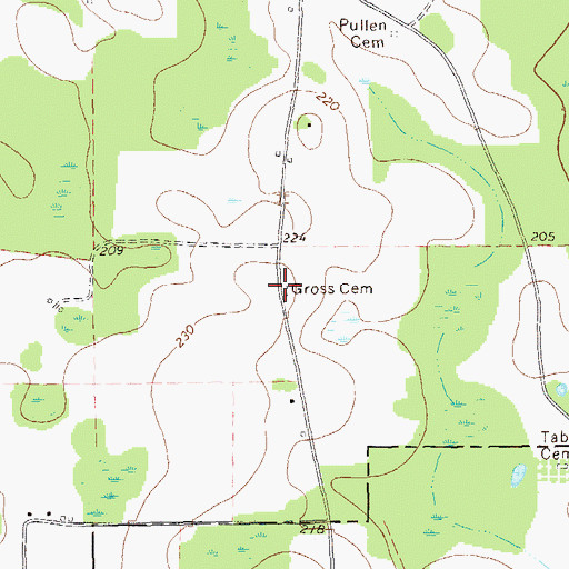 Topographic Map of Gross Cemetery, GA