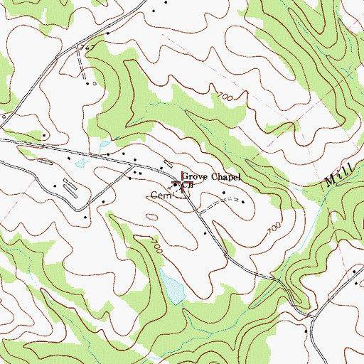 Topographic Map of Grove Chapel Church, GA