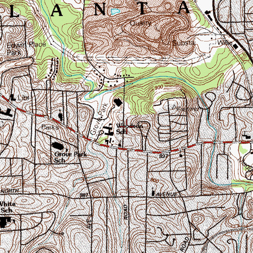 Topographic Map of Grove Park, GA